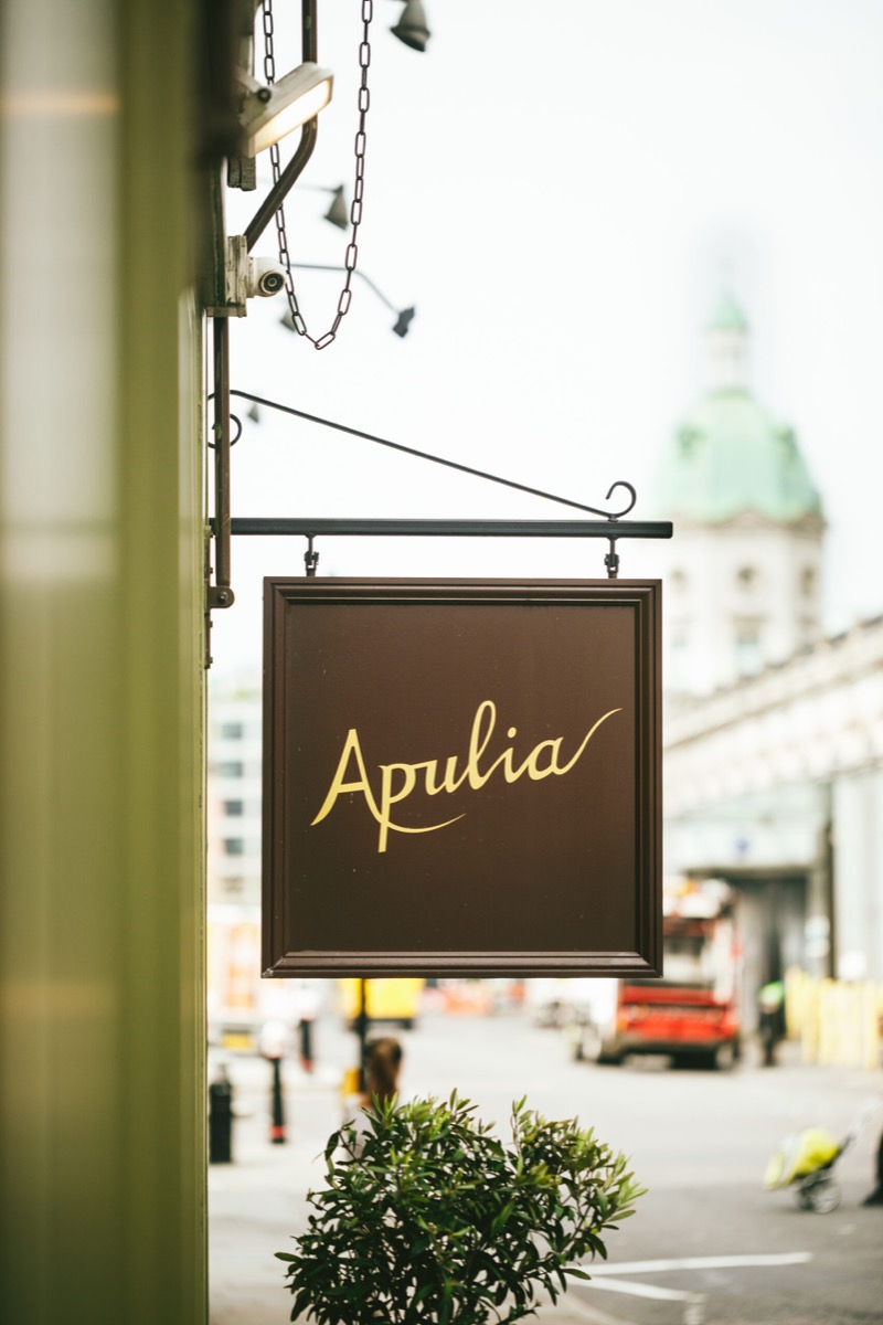 Apulia restaurant sign — authentic Italian dining in Barbican
