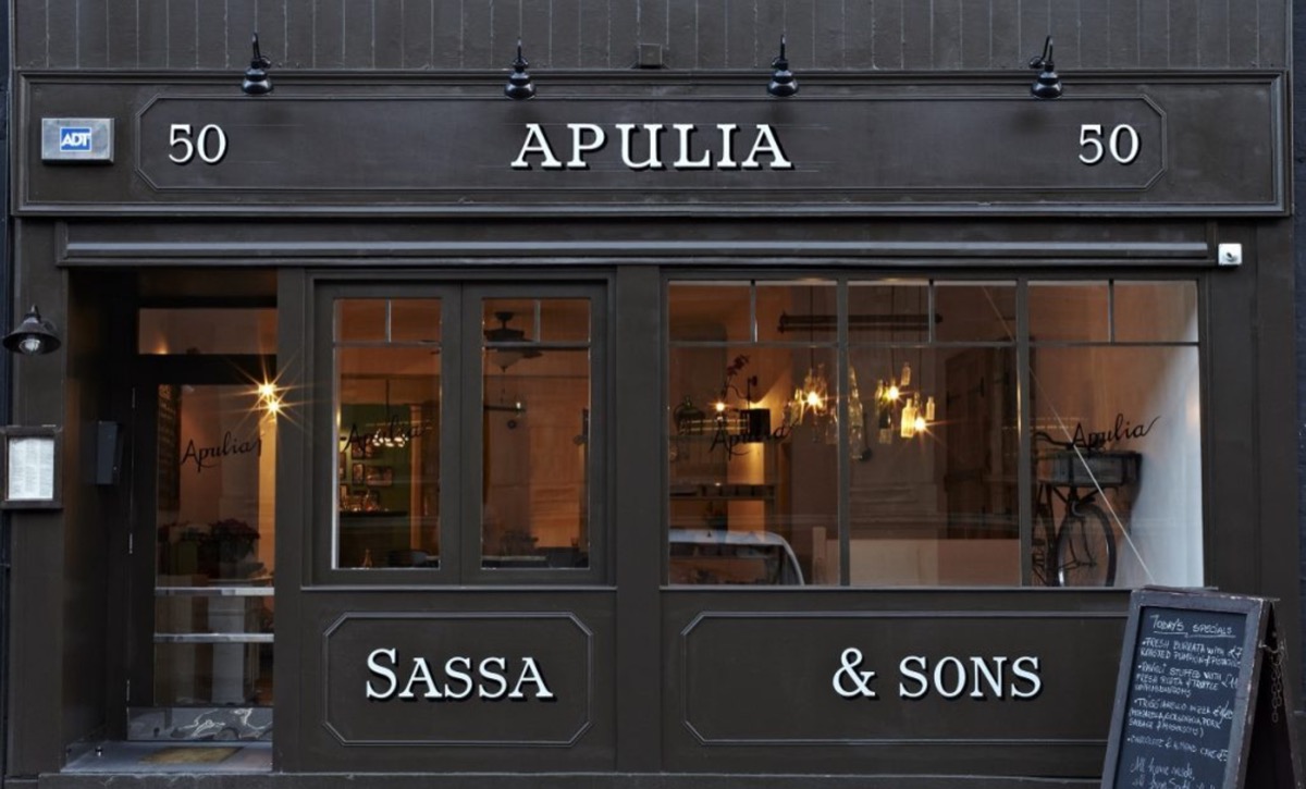Apulia storefront at 50 Long Lane, Barbican